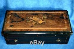 Antique Wood Inlay REUGE Perrin-Chopard Schoch Swiss Expo Music Box Player