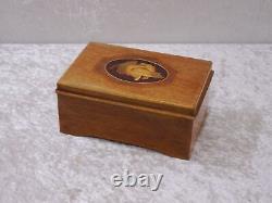 Antique Wood Little Box Casket With Thorens Music Box Defective Inlaid