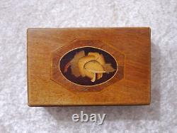 Antique Wood Little Box Casket With Thorens Music Box Defective Inlaid