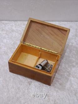 Antique Wood Little Box Casket With Thorens Music Box Defective Inlaid