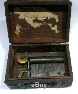 Antique Wood Music Box (Missing Key)