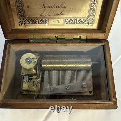 Antique Wood Swiss Music Box 3 Airs Melodies carillons à musique. Works