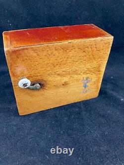 Antique Wooden French Children's Musical Box 2 Airs Wind Up