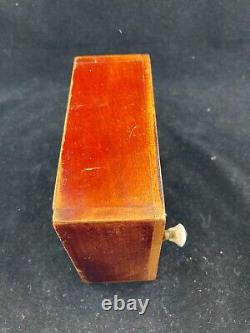 Antique Wooden French Children's Musical Box 2 Airs Wind Up