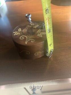 Antique Wooden Hand Wind Music Box, Bird, Works