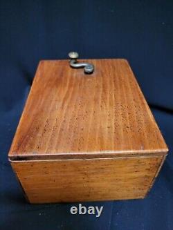 Antique Wooden Music Box Hand Crank Long Playing. VERY RARE