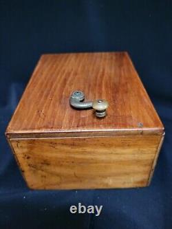 Antique Wooden Music Box Hand Crank Long Playing. VERY RARE