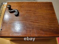 Antique Wooden Music Box Hand Crank Long Playing. VERY RARE