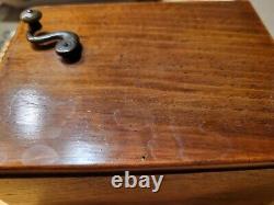 Antique Wooden Music Box Hand Crank Long Playing. VERY RARE