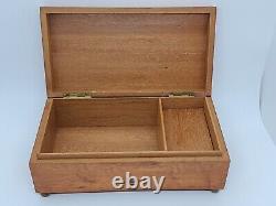 Antique Working Swiss Cylinder Footed Burl Wood Music Box Jewelry Trinket Box