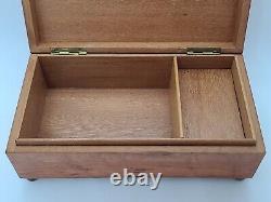 Antique Working Swiss Cylinder Footed Burl Wood Music Box Jewelry Trinket Box