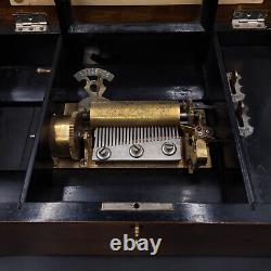 Antique c. 1870 B. H. Abrahams Swiss Cylinder 8 Air 24 Note Wood Music Box Works