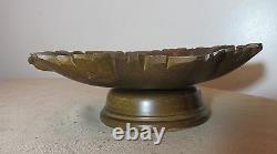 Antique carved German black forrest wood rotating music box candy dish tray bowl