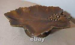 Antique carved German black forrest wood rotating music box candy dish tray bowl