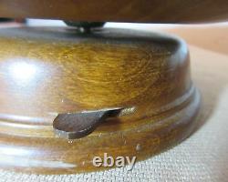 Antique carved German black forrest wood rotating music box candy dish tray bowl