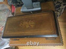 Antique cylinder barrel inlaid music box 6 airs Siber & Fleming