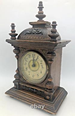 Antique german black forest clock early 1900's woodwork music box