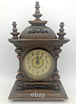 Antique german black forest clock early 1900's woodwork music box