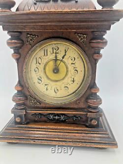 Antique german black forest clock early 1900's woodwork music box