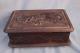 Antique Hand Carved Wood Black Forest Music Box Floral Works Jewelry Brienz 9.8