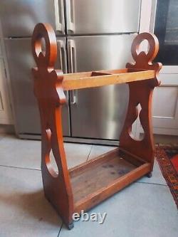 Antique hardwood walking stick / umbrella stand unusual shaped ends