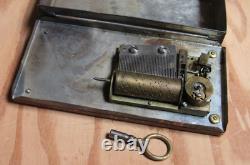 Antique small music box in Rameses II cigarette snuff box style circa 1910