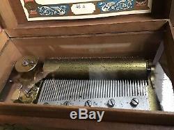 Antique swiss 6 air Cylinder music box Musical Art Nouveau