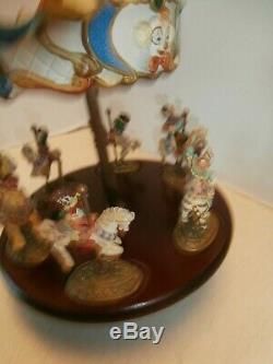 Antique/vintage Carouselwithclown Rider Music Box Wood And Ceramictop Decor