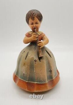 April in Portugal Horn Flute VTG Hand Carved Wood Music Box Thorens Movement