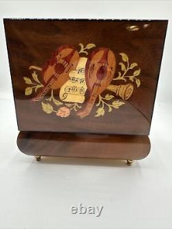 Art Decor Vintage ITALIAN JEWELRY / MUSIC BOX, Music Instruments Inlaid- 18