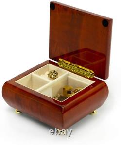 Astonishing Hi Gloss Wood Tone Petite Music Box Many Songs to Choose Rudolph