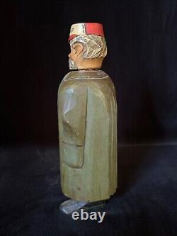Austrian Carved WOODEN DECANTER SWISS MUSIC BOX & Bottle VIENNA PORTER c1950