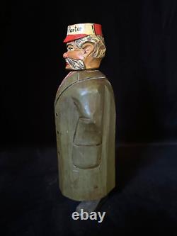 Austrian Carved WOODEN DECANTER SWISS MUSIC BOX & Bottle VIENNA PORTER c1950