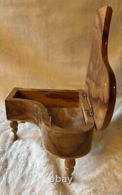 Baby Grand Piano Olive Wood Music Box Vintage, Switzerland