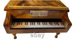 Baby Grand Piano Olive Wood Music Box Vintage, Switzerland