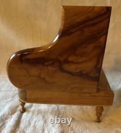 Baby Grand Piano Olive Wood Music Box Vintage, Switzerland