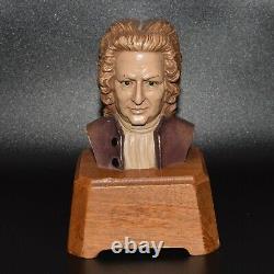 Bach Italy Carved Wood Bust Reuge Swiss Musical Music Box Lullaby WORKS GREAT