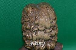 Bach Italy Carved Wood Bust Reuge Swiss Musical Music Box Lullaby WORKS GREAT