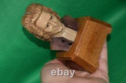 Bach Italy Carved Wood Bust Reuge Swiss Musical Music Box Lullaby WORKS GREAT