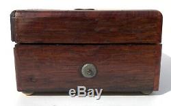 Beautiful Antique Miniature Musical Box In Wood Case Two Tunes