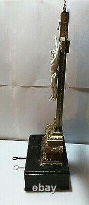 Beautiful Antique Wood Cross Jesus Christ Gold Crucifix With Music Box