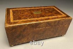 Beautiful Inlaid Mahogony Burl Wood Music Ritz Jewelry Box Switzerland -No Music