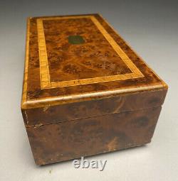 Beautiful Inlaid Mahogony Burl Wood Music Ritz Jewelry Box Switzerland -No Music