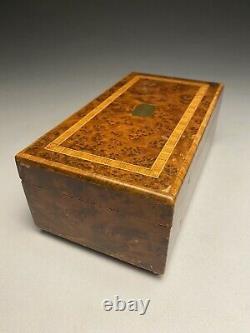 Beautiful Inlaid Mahogony Burl Wood Music Ritz Jewelry Box Switzerland -No Music