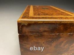 Beautiful Inlaid Mahogony Burl Wood Music Ritz Jewelry Box Switzerland -No Music