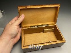 Beautiful Inlaid Mahogony Burl Wood Music Ritz Jewelry Box Switzerland -No Music