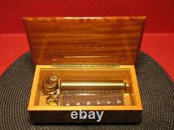 Beautiful Reuge Music Box 72 Note Swiss Movement 3/72 Wood Case Inlay Works