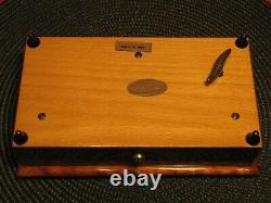 Beautiful Reuge Music Box 72 Note Swiss Movement 3/72 Wood Case Inlay Works