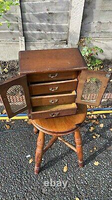 Beautiful Vintage Wooden Musical Chest Jewellery Box With Draws (C1)