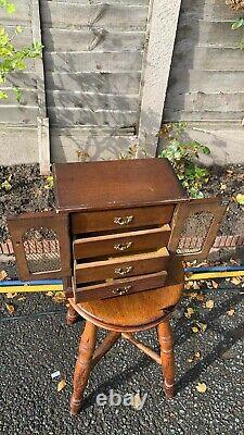 Beautiful Vintage Wooden Musical Chest Jewellery Box With Draws (C1)